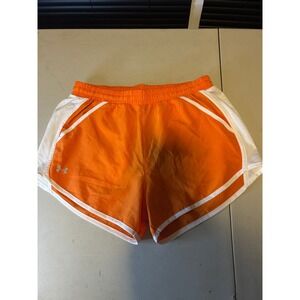 Under Armour Running Shorts Womens S Orange Mesh Trim Athletic Gym Sporty